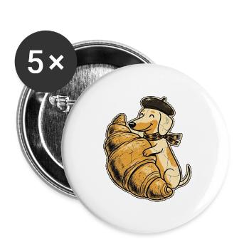 Croissant Hund - Buttons groß 56 mm (5er Pack) - Weiß - Vorne
