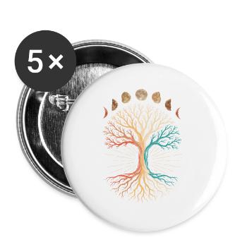 Tree of Life Mondphasen – Yoga Celestial Boho - Buttons groß 56 mm (5er Pack) - Weiß - Vorne