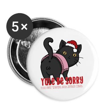 Weihnachtskatze wütend Yule Sei entschuldigt Feiertagsstimmung - Buttons groß 56 mm (5er Pack) - Weiß - Vorne