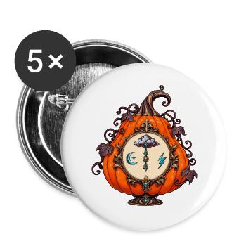 Ornamentkürbis Mit Himmelsuhr - Buttons groß 56 mm (5er Pack) - Weiß - Vorne