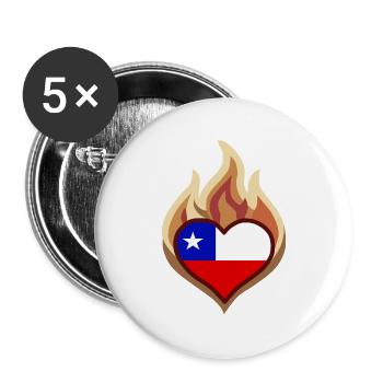 Flammenherz Chile Flagge - Buttons groß 56 mm (5er Pack) - Weiß - Vorne