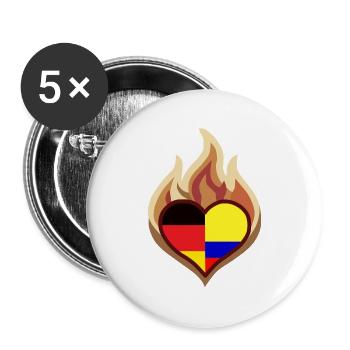 Herzflamme Deutschland Kolumbien - Buttons groß 56 mm (5er Pack) - Weiß - Vorne
