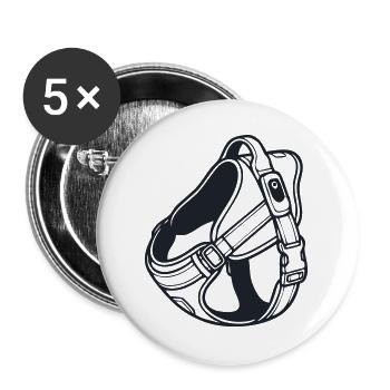Haustiergeschirr Gassi Grafik - Buttons groß 56 mm (5er Pack) - Weiß - Vorne