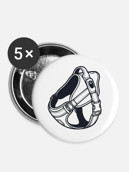 Haustiergeschirr Gassi Grafik - Buttons groß 56 mm (5er Pack) - Weiß