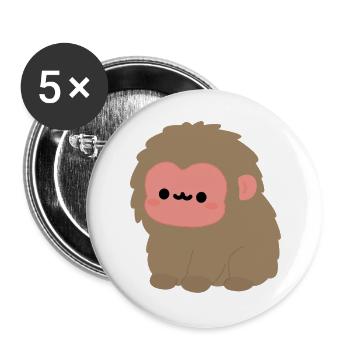 Kawaii Japanischer Makake - Buttons groß 56 mm (5er Pack) - Weiß - Vorne