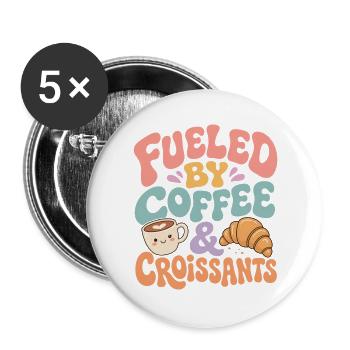 Croissants Kawaii Kaffee - Buttons groß 56 mm (5er Pack) - Weiß - Vorne