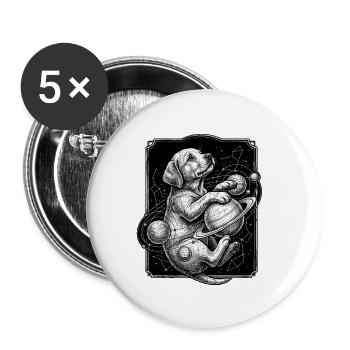 Hunde Kosmos - Buttons groß 56 mm (5er Pack) - Weiß - Vorne