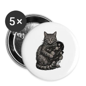 Kosmische Katze Kätzchen - Buttons groß 56 mm (5er Pack) - Weiß - Vorne
