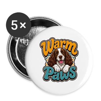 Englischer Springer-Spaniel - Buttons groß 56 mm (5er Pack) - Weiß - Vorne