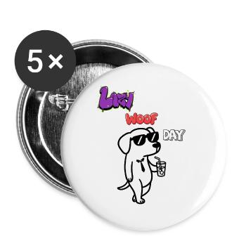 Hip Woof Day - Buttons groß 56 mm (5er Pack) - Weiß - Vorne