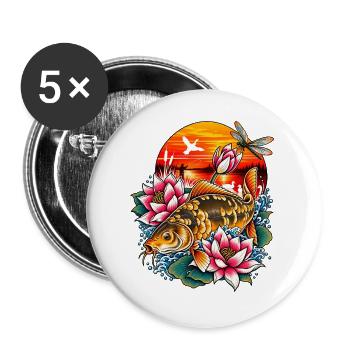Carpe_miroir_dans_un_coucher_de_soleil - Buttons groß 56 mm (5er Pack) - Weiß - Vorne