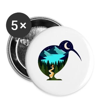 Kiwi Nachtlandschaft - Buttons groß 56 mm (5er Pack) - Weiß - Vorne