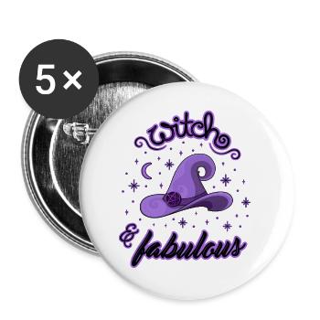 Witch and Fabulous - Buttons groß 56 mm (5er Pack) - Weiß - Vorne