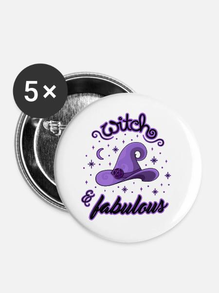 Witch and Fabulous - Buttons groß 56 mm (5er Pack) - Weiß