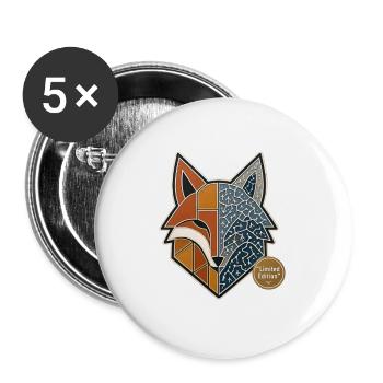 Fuchs Wikinger Runen Nordische Mythologie Pin - Buttons groß 56 mm (5er Pack) - Weiß - Vorne