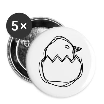 Osterküken handgezeichnet - Buttons groß 56 mm (5er Pack) - Weiß - Vorne