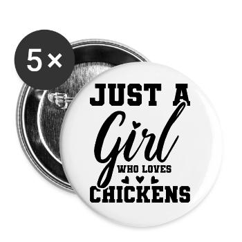 Huhn Statement - Buttons groß 56 mm (5er Pack) - Weiß - Vorne