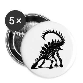 Dunkler Stegosaurus Silhouette - Buttons groß 56 mm (5er Pack) - Weiß - Vorne