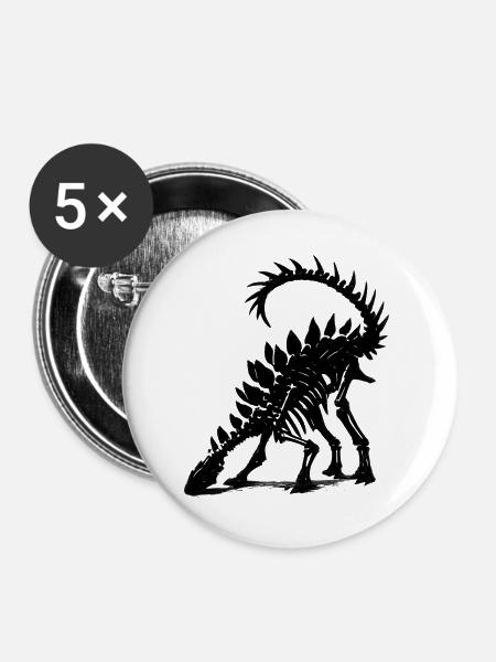 Dunkler Stegosaurus Silhouette - Buttons groß 56 mm (5er Pack) - Weiß