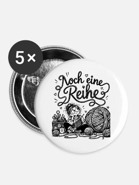 Lustiger Stricken Spruch für Wollfans - Buttons groß 56 mm (5er Pack) - Weiß
