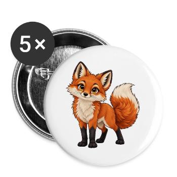 Frecher Rotfuchs - Buttons groß 56 mm (5er Pack) - Weiß - Vorne