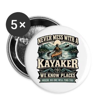 Lustiger Kajakliebhaber, Paddler, Flusskanu im Freien - Buttons groß 56 mm (5er Pack) - Weiß - Vorne