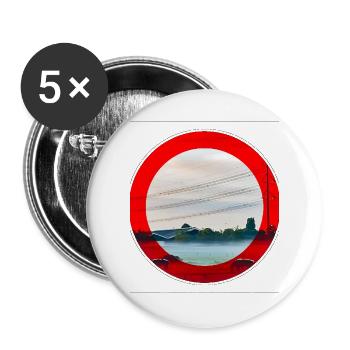 Feldansicht des roten Randkreises - Buttons groß 56 mm (5er Pack) - Weiß - Vorne