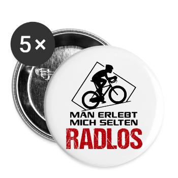 Radlos Fahrradfahrer Fahrradfahrerin Sprüche - Buttons groß 56 mm (5er Pack) - Weiß - Vorne