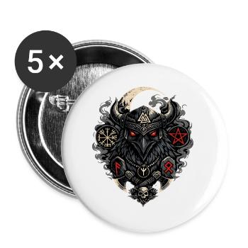 Nordraben Runen und Raven - Buttons groß 56 mm (5er Pack) - Weiß - Vorne