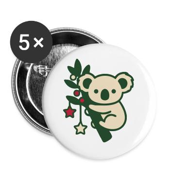 Weihnachts Koala Stern Grafik - Buttons groß 56 mm (5er Pack) - Weiß - Vorne