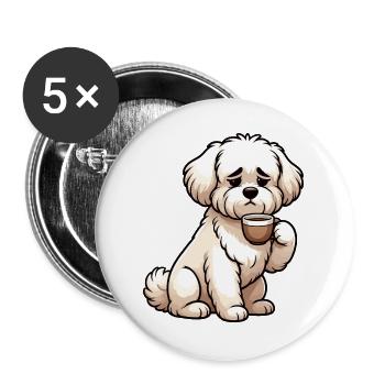 Malteser Malteserbesitzer Malteserliebhaber  - Buttons groß 56 mm (5er Pack) - Weiß - Vorne