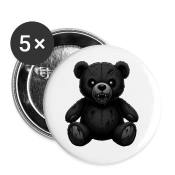 Gruseliger Halloween Teddybär  - Buttons groß 56 mm (5er Pack) - Weiß - Vorne