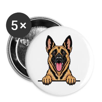 Belgian Malinois Belgischer Schäferhund - Buttons groß 56 mm (5er Pack) - Weiß - Vorne