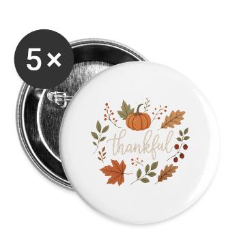 Kürbis Botanisches Herbst Design - Buttons groß 56 mm (5er Pack) - Weiß - Vorne
