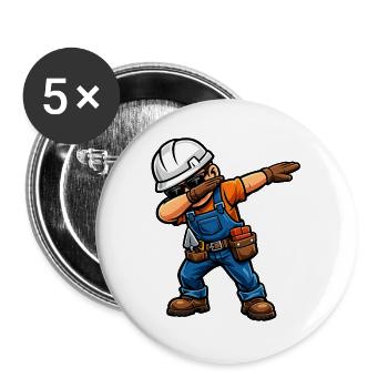 Dabbing Maurer – Lustiges Handwerker Motiv - Buttons groß 56 mm (5er Pack) - Weiß - Vorne