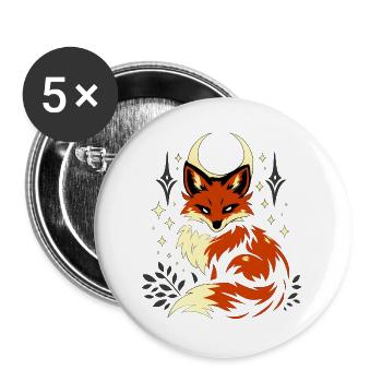 Mondfuchs im Sternenglanz - Buttons groß 56 mm (5er Pack) - Weiß - Vorne