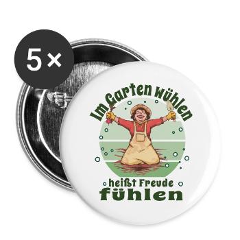  Gärtner Pflanzen Kleingärtner Schrebergarten - Buttons groß 56 mm (5er Pack) - Weiß - Vorne