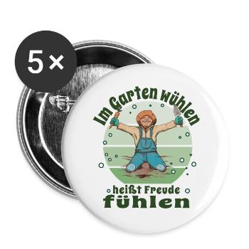  Gärtner Pflanzen Kleingärtner Schrebergarten - Buttons groß 56 mm (5er Pack) - Weiß - Vorne