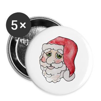 Verspieltes Aquarell-Weihnachtsmannporträt - Buttons groß 56 mm (5er Pack) - Weiß - Vorne