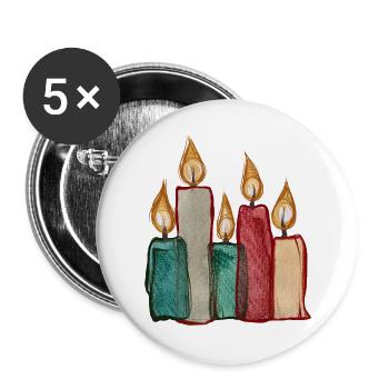 Candle Quartet Aquarell Glow - Buttons groß 56 mm (5er Pack) - Weiß - Vorne