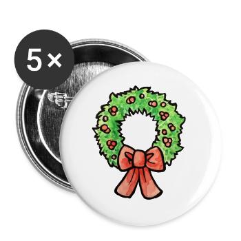 Aquarellkranz mit Schleife - Buttons groß 56 mm (5er Pack) - Weiß - Vorne