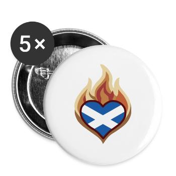 Scotland Flag Heart on Fire - Buttons groß 56 mm (5er Pack) - Weiß - Vorne