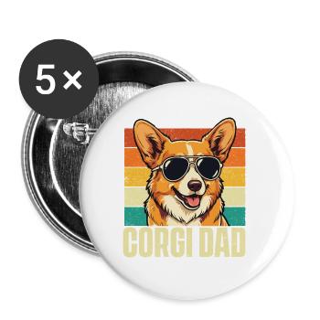 Corgi-Vater – Walisischer Corgi-Hundeliebhaber Corgi-Vater - Buttons groß 56 mm (5er Pack) - Weiß - Vorne