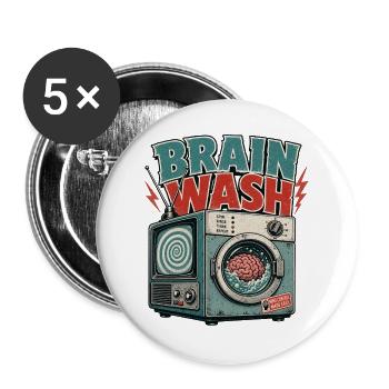 BRAIN WASH MACHINE - Buttons groß 56 mm (5er Pack) - Weiß - Vorne