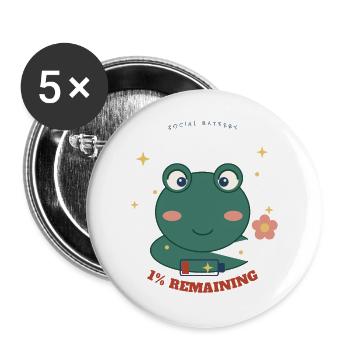 Kleiner Frosch 1% Verbleibend - Buttons groß 56 mm (5er Pack) - Weiß - Vorne