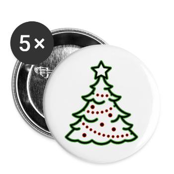 Minimalistischer Tannenbaum Weihnachten Evergreen - Buttons groß 56 mm (5er Pack) - Weiß - Vorne