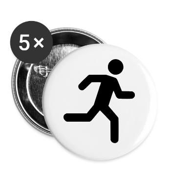 Running Man - Buttons groß 56 mm (5er Pack) - Weiß - Vorne