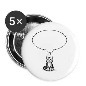 Katzenbaby sitzend mit Denkblase weiss - Buttons groß 56 mm (5er Pack) - Weiß - Vorne