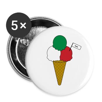 Italy Flag Eiscreme cream - Buttons groß 56 mm (5er Pack) - Weiß - Vorne