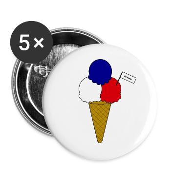 Französich France Flag Eiscreme - Buttons groß 56 mm (5er Pack) - Weiß - Vorne
